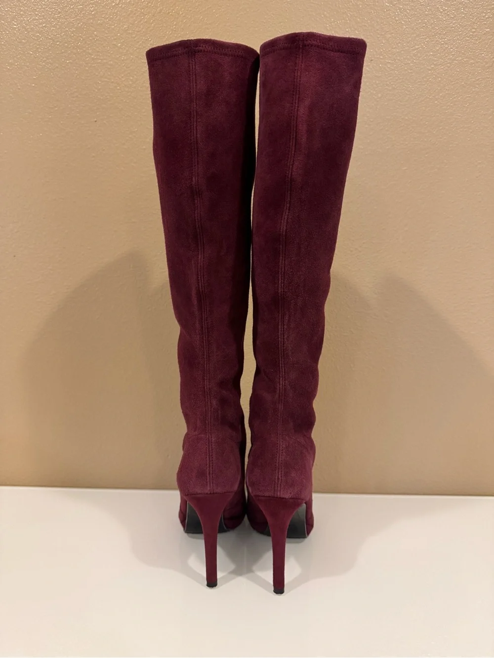 Stuart Weitzman Knee High Bordeaux Suede Boots